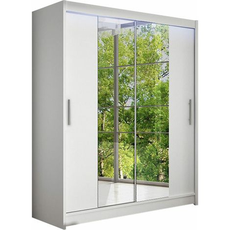 Armario Closico Camera II, Blanco, 200x150x58cm, Puertas de armario: Correderas, Número de estantes: 5, LED