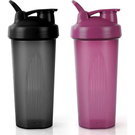 Shaker protéine 600ml avec boule mélangeuse, graduations et anse, sans BPA, anti-fuite (1/5)
