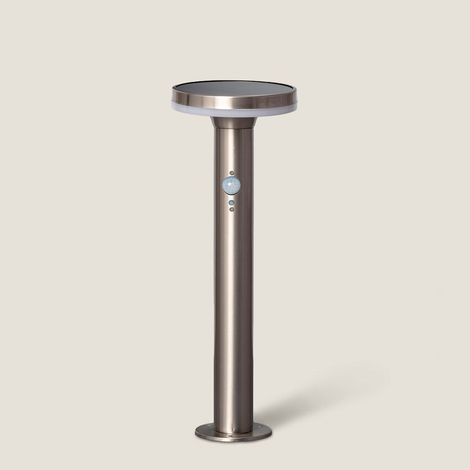 LED-Bodenstehleuchte Solar Aussen 6W 45cm mit Bewegungsmelder Helios Inox 3000K Warmweiß (1/5)