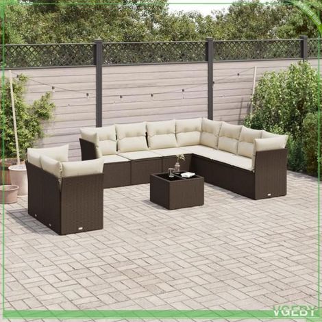 Salon de jardin - Ensemble modulaire 7 places - Résine tressée marron - Rangement avec sac étanche - Coussins déhoussables (1/3)