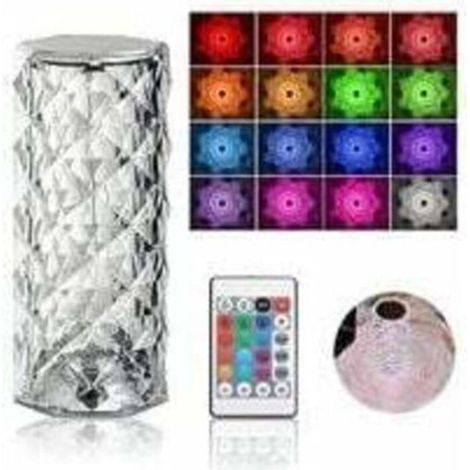 Lampe de Table en Cristal avec Commande Tactile et Télécommande, 16 Couleurs, Chargement USB, Lumières LED - Lampe pour Chambre/Bar/Restaurant (1/5)