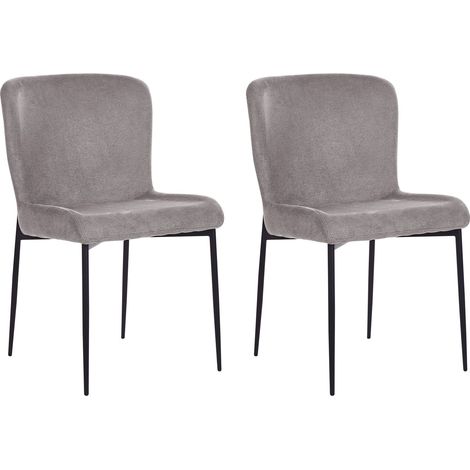 Set di 2 sedie da pranzo in tessuto poliestere con texture a maglia grigio scuro Ada