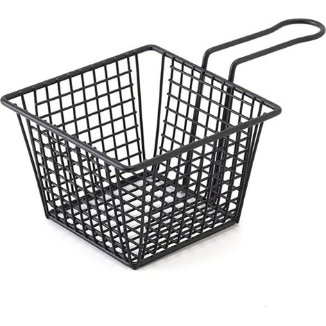 Panier à frites en acier noir avec poignée - Accessoire friteuse professionnel et domestique (1/5)