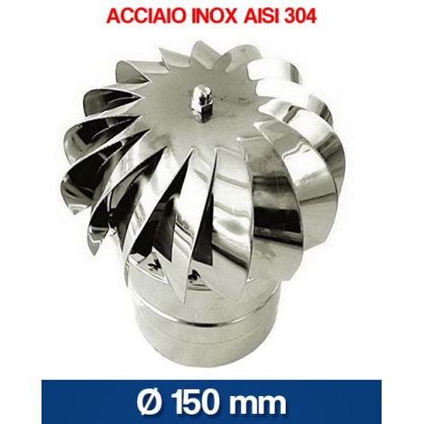 Fumaiolo comignolo girevole in acciaio inox base tonda - Diametro 15 cm (1/8)