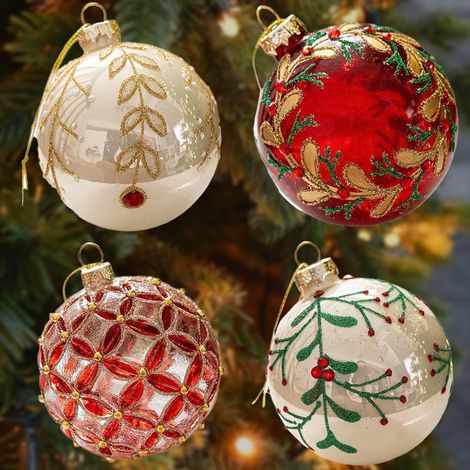 Boules De Noël En Verre Transparentes À Suspendre Sur Les Arbres, Les Tables Et Les Présentations Saisonnières Convient Pour Les Mariages, Les Fêtes Et Les Événements-2 Séries, 12 Au Total