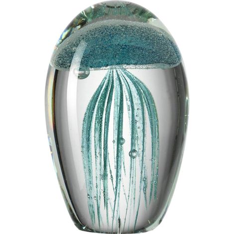 Objet décoratif méduse couleur turquoise, en matériau adapté pour fixation, pièce unique pour décoration intérieure ou extérieure, design original pour maison et jardin