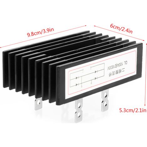 1 redresseur à pont de diodes biphasé 100 A 1600 V, noir efficace (1/5)
