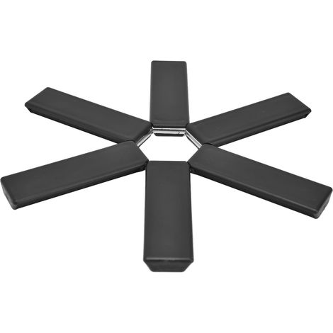 Trivet pliable anti-chaleur pour cuisine, support de casserole pliable noir pour salle à manger (1/5)