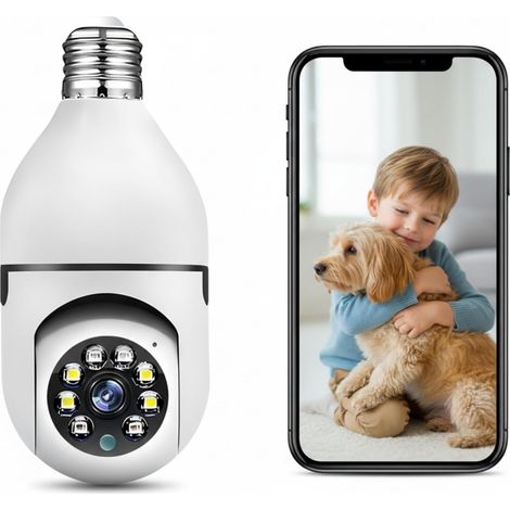Camera Surveillance WiFi Intérieur/Extérieure sans Fil,2K Ampoule Camera Surveillance WiFi,Caméras de Surveillance avec Douille de Lampe E27,Sirène et Alarme Lumineuse,Vision Nocturne Couleur (1/5)