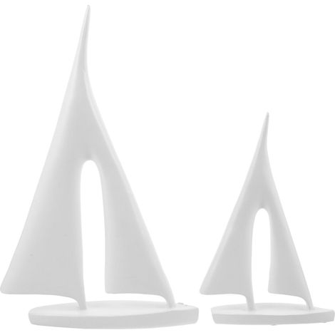 Lot de 2 Sculptures de Voiliers Blancs en Résine Décorations Nautiques Modernes pour Salon et Bureau Figurines de Bateaux Minimalistes pour Centre de Table et Étagère (1/5)