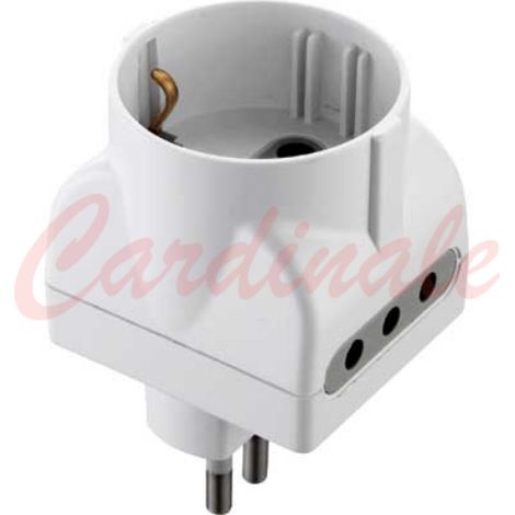 ADATTATORE TRIPLO SCHUKO/BIVALENTE 10A 2P+T - presa 10A 2P+T (1/2)