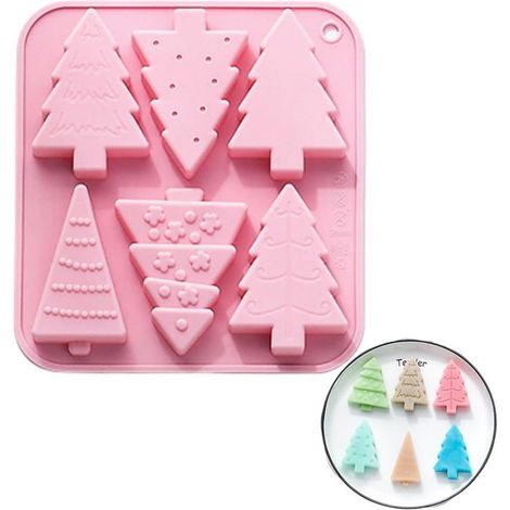 Moule en silicone - KZQ - Sapin de Noël - Rose - 14,8 x 13,5 x 1,6 cm - Antiadhésif et durable