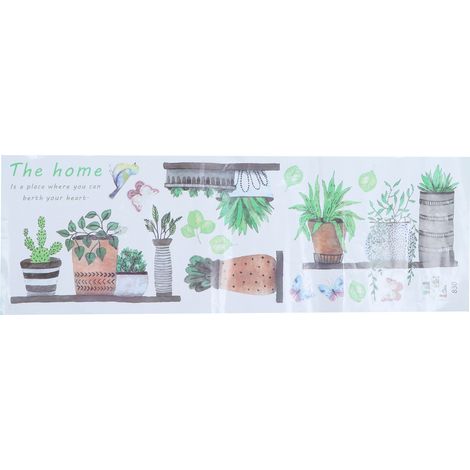Autocollant Mural Adhésif Motif Plante en Pot pour Salon Chambre Décoration Intérieure (1/5)