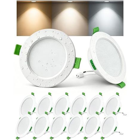 Spots LED Encastrables 68mm 5W 220V, 3 Températures de Couleur Réglables 2700K/4000K/6000K, Blanc Chaud Neutre ou Froid, Spot Plafond IP44 Étanche pour Salle de Bain Salon Cuisine (1/5)