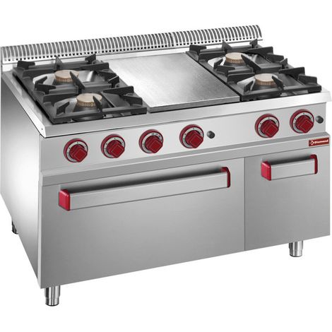 Fourneau gaz 4 feux - plaque - four GN2/1 - Diamond (1/3)