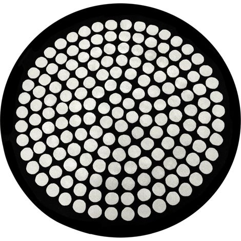 Tapis Rond Laine – Design Géométrique – 68 cm – Yoler Noir / Blanc (1/3)