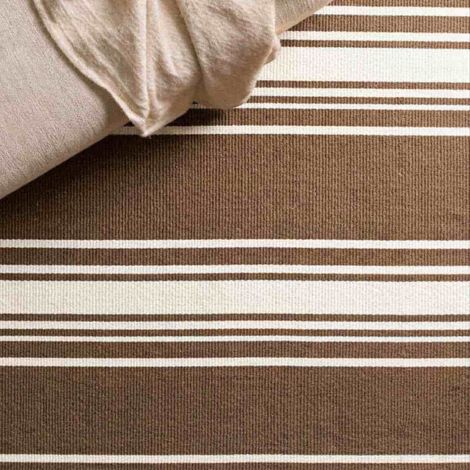 Tapis coton imprimé rayé taupe et blanc 120x160cm (1/5)