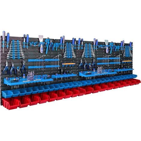 Organizador de herramientas de pared, 230 x 78 cm, 46 compartimentos, 2 estantes para herramientas de 580 x 158 mm, 2 estantes para herramientas de 384 x 111 mm, orificios de montaje para una fácil in (1/5)