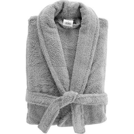 Peignoir Col Châle en Coton "Tendresse" Gris Perle (1/5)