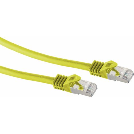 RJ45 Patchkabel S/FTP (PIMF), m. CAT.7 Rohkabel, 0,5 m, gelb