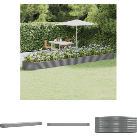 Gartengestaltung - vidaXL Hochbeet Verzinkter Stahl 544x100x36 cm Grau - Balkonpflanzen (1/5)
