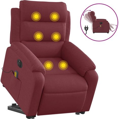 Maison Exclusive - Poltrona Alzapersona Massaggiante Elettrica Rosso Vino Tessuto