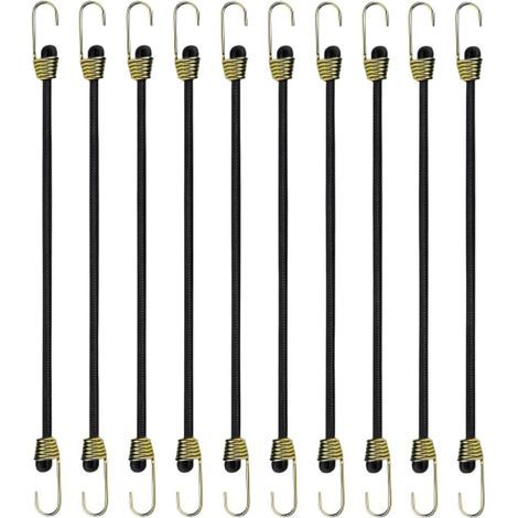 10 tendeurs élastiques mini de 25 cm en polypropylène robuste, pour bâche, tente, jardin et bagages (1/5)