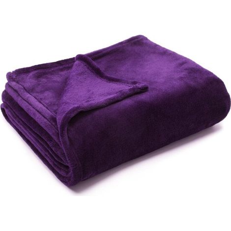Couverture - couverture en flanelle de couleur unie - velours double face épaissi - couverture de sieste de bureau - couverture en velours corail 150×210cm violet (1/4)