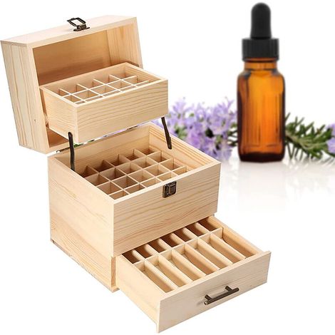 ® Essential Bois Huile Boite Organisateur Huile Essentielle De Transport Valise De Rangement En Bois Boite 3 étages 2218.5 24cm (1/5)