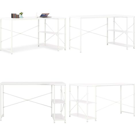 Bureau d'ordinateur Blanc 120x72x70 cm - Bureau Informatique - Bureau Blanc - Bureau Design - Bureau L - Bureau Industriel - Home & Living