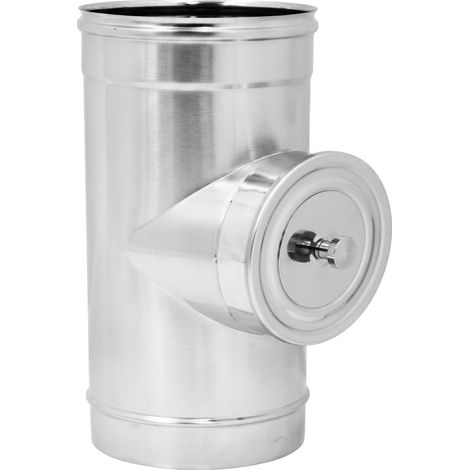 MAKA Modulo d'Ispezione HT Alte Temperature per Canna Fumaria in Acciaio Inox, Elemento con Sportello per Stufe a Legna e Pellet, Combustibile Solido AISI 316 Ø 160 mm (1/5)