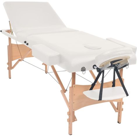 Table de massage pliable à 3 zones 10 cm d'épaisseur Blanc (1/5)