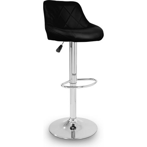 Aga Barhocker Schwarz aus Kunstleder 360° drehbar höhenverstellbar, Barstuhl, Küchenhocker, Barhocker, Barstuhl, Bistrohocker