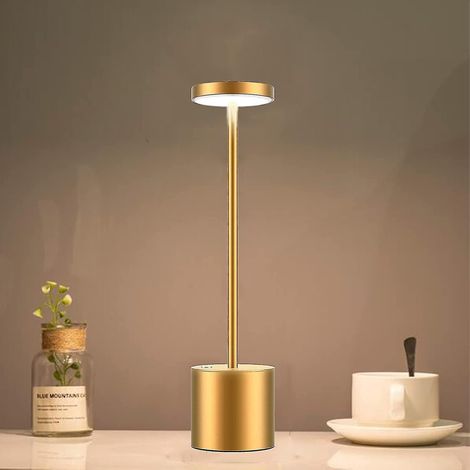 Lampe de table sans fil rechargeable par USB, lampe de chevet dorée (1/5)
