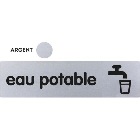 Plaque de porte Eau potable - Classique argent 170x45mm - 4320397