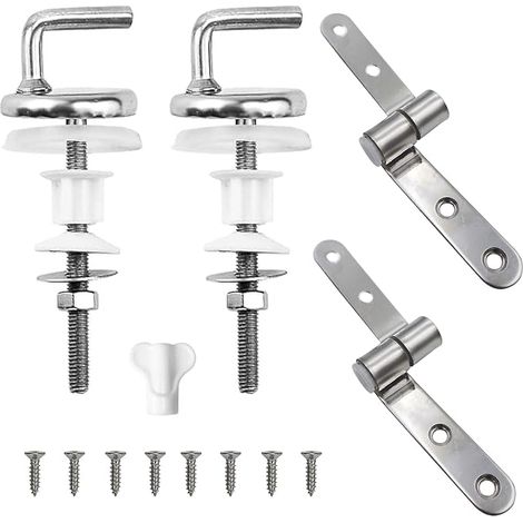 Toilet Seat Hinge Fasteners, Toilet Seat Fixing Kit, Stainless Steel Toilet Seat Hinges Suitable for Most Toilets (1/3)
