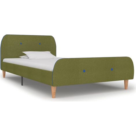 Cadre de lit 90 x 200 cm vert en tissu avec sommier à lattes, bois et fer - PANGIVO (1/5)