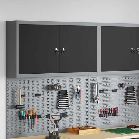 Werkzeugschrank mit Regal Schwarz und Grau 100 x 20 x 55 cm