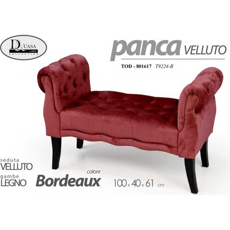 Table de chevet en velours bordeaux cm100 x 40 x 61 h