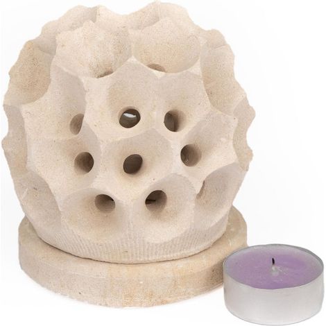 Mangiafumo, Porta Candela Lumino a NIDO D'APE decorazione bomboniera in Pietra Leccese salentina 11 x 9,5 cm (1/4)