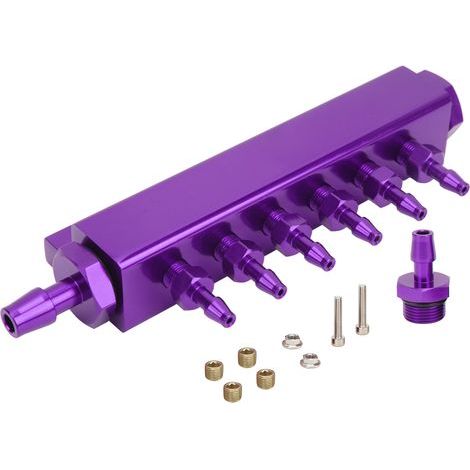 Ortviai Collecteur de Vide Universel 6 Ports en Aluminium Anodisé Violet – Raccords 1/8" et 1/2" NPT pour Turbo, Suralimentation (1/5)