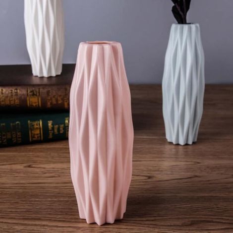 Vase - Imitation Céramique Blanche - Pot Décoration Plastique Maison Moderne - 1 Pièce (1/4)
