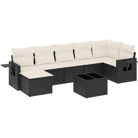 Maison Exclusive - Set Divani da Giardino con Cuscini 8 pz Nero in Polyrattan (1/3)