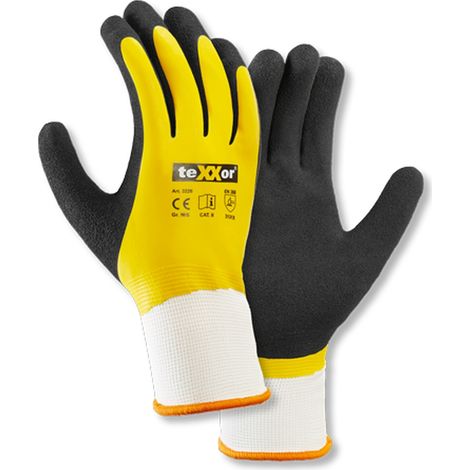 teXXor® Polyester-Strickhandschuh LATEX weiß/gelb/schwarz 222610 Gr.10 (1/4)