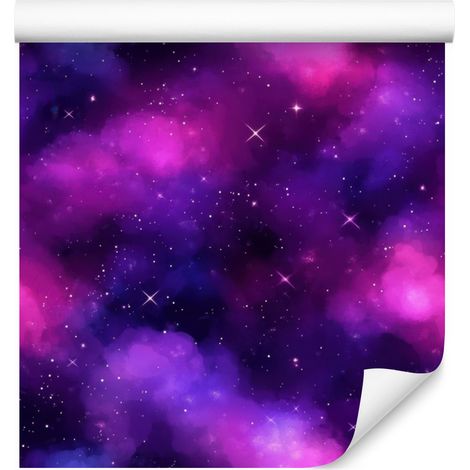 Papel pintado Galaxia en acuarela, violeta, índigo y ciruela, 50x1000 cm. (1/5)