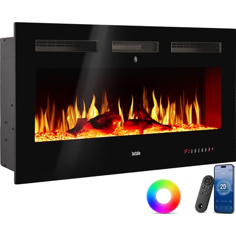 Cheminée murale électrique avec thermostat intégré 127x12x43 cm noir
