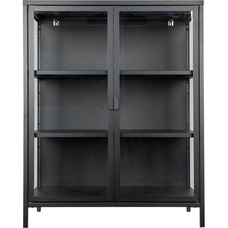 HENDRA - Vitrine 2 Portes Verre et Acier Noir H101cm (1/5)