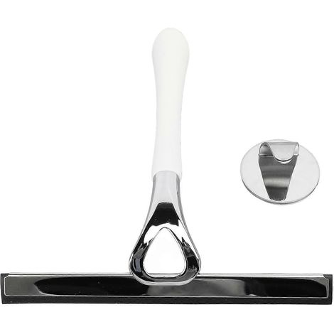 Raclette à vitre avec manche en métal, efficace et sans effort, pour le nettoyage des vitres de la salle de douche et de la salle de bain.