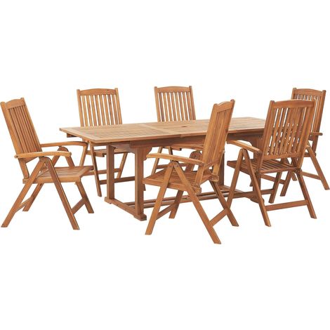 Gartenmöbel Set 6-Sitzer JAVA Akazienholz Hellbraun