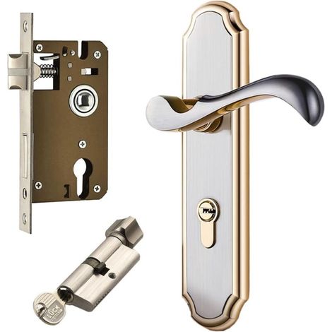 Manilla de puerta con cerradura de aleación de zinc, juego de manillas modernas, dispositivo antirrobo con llaves.